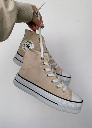 Converse chuck taylor all star platform beige жіночі кеди конверси8 фото