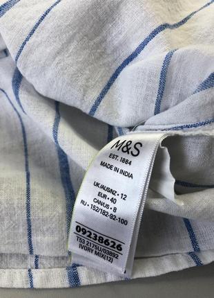 Лляна сорочка m&s блуза з пишними рукавами та вишивкою5 фото