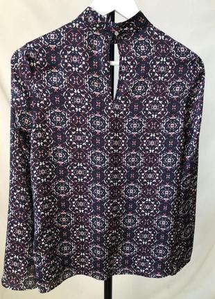 Легка шовкова блуза per una з вирізом шовк шовкова блуза сорочка в яскравий принт6 фото