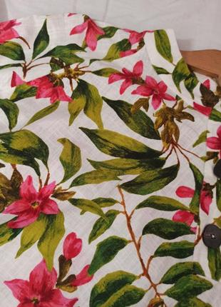 Шикарная блузка с высоким воротником в цветочный принт от зара/тропический5 фото