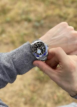 Чоловічий годинник rolex gmt-master ii silver-black-blue