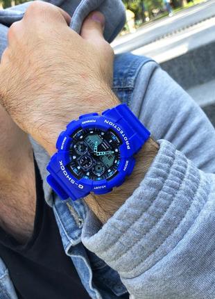 Чоловічий годинник casio g-shock ga-100 blue-black