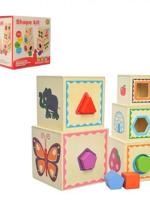 Деревяна іграшка куб, піраміда, сортер4 фото