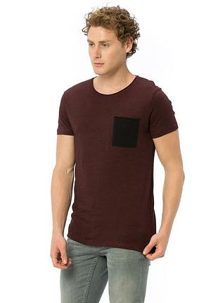 Бордовая мужская футболка lc waikiki/лс вайкики с черным карманом. фирменная турция