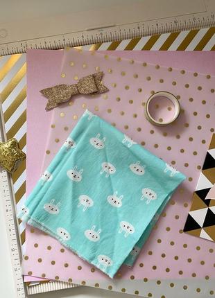 Ткань для пэчворка с зайкой, мятная, 29х59см