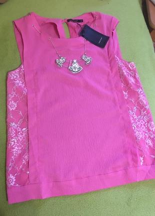 Шикарная блуза color block с подвеской