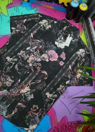 Подовжена  класична гавайка тропічний принт листя, квіти,узори,графітовий колір