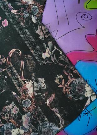 Подовжена  класична гавайка тропічний принт листя, квіти,узори,графітовий колір8 фото