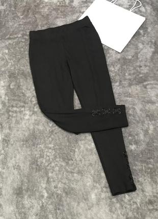 Обтягивающие черные  джегинсы штаны из эластичной стрейчевой ткани m&s 💕3 фото