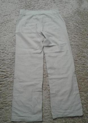 Натуральные бежевые брюки h&m,32 евр..2 фото