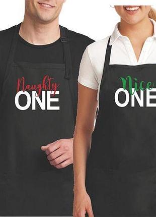 Парные фартуки с принтом "one"