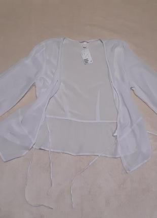 Нова з біркою натуральна біла блузка із запахом довгий рукав р. 12/14 h&m8 фото