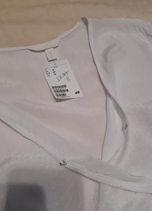 Нова з біркою натуральна біла блузка із запахом довгий рукав р. 12/14 h&m9 фото