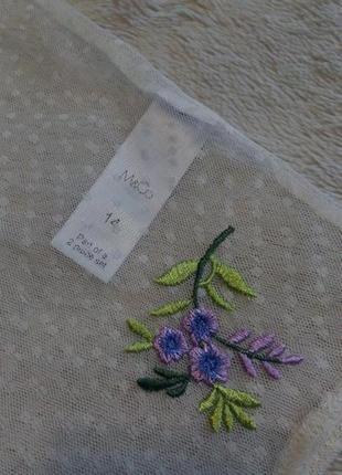 Блузка короткий рукав фатин плюмети прозора з вишитими квітами вишивка р.12-14 m&co4 фото