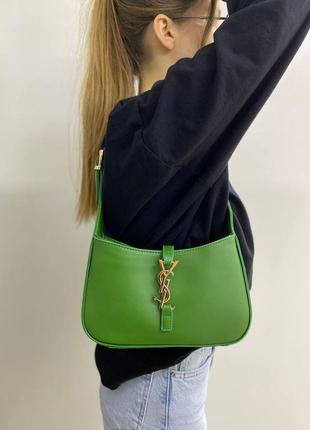 Брендова яскрава зелена сумочка в стилі yves saint laurent green ysl зелена яскрава сумка тренд2 фото