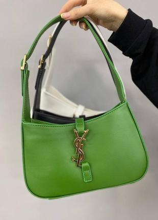 Брендова яскрава зелена сумочка в стилі yves saint laurent green ysl зелена яскрава сумка тренд6 фото