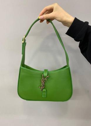 Брендова яскрава зелена сумочка в стилі yves saint laurent green ysl зелена яскрава сумка тренд3 фото