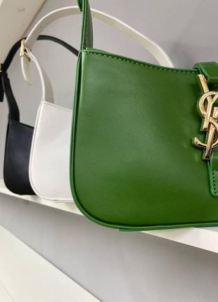 Брендова яскрава зелена сумочка в стилі yves saint laurent green ysl зелена яскрава сумка тренд8 фото