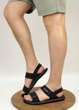 Сандали мужские на липучках черные резиновые (черного цвета) - мужская обувь на лето 20223 фото