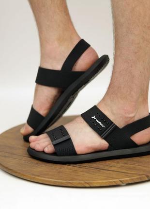 Сандали мужские на липучках черные резиновые (черного цвета) - мужская обувь на лето 20221 фото