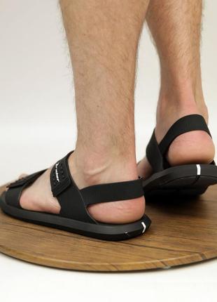Сандали мужские на липучках черные резиновые (черного цвета) - мужская обувь на лето 20226 фото