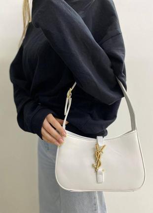 Брендова біла сумочка в стилі yves saint laurent white ysl біла шикарна сумка тренд5 фото