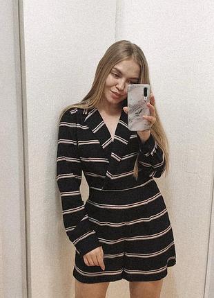 Новый комбинезон ромпер на запах в полоску высокая посадка шорты новий комбінезон шорти в смужку