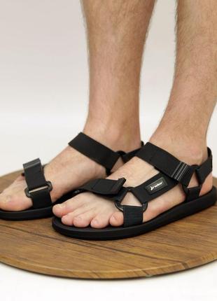Сандали мужские на липучках черные резиновые (черного цвета) - мужская обувь на лето 2022