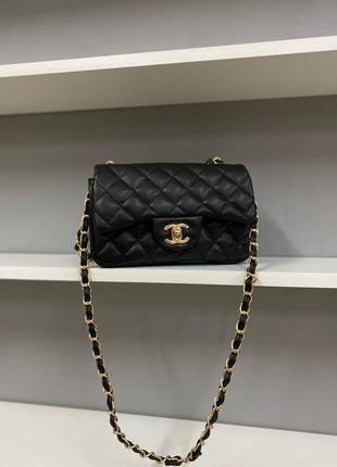 Елегантна брендова чорна міні сумочка в стилі chanel black черная роскошная сумка тренд шанель классика2 фото