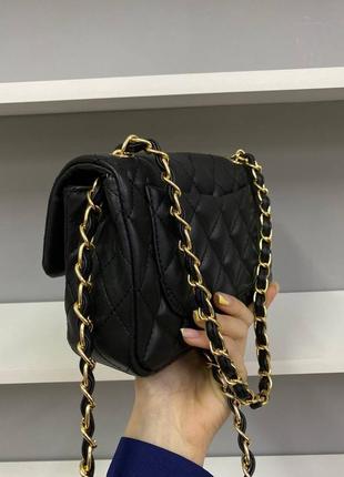 Елегантна брендова чорна міні сумочка в стилі chanel black чорна розкішна сумка тренд шанель класика5 фото