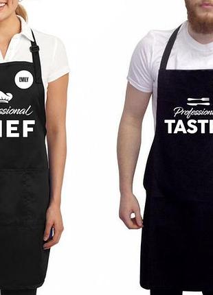 Парні фартухи з принтом "chef. taster"