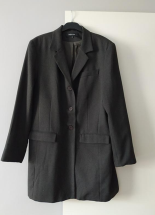 Удлиненный пиджак черный серый оверсайз1 фото