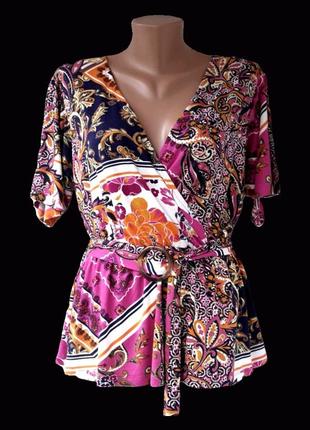 Красивая вискозная блузка "next" с поясом. размер uk16/eur44.2 фото