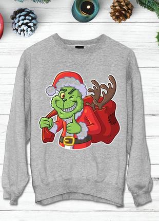 Свитшот с новогодним принтом гринч (the grinch) с рюкзаком push it