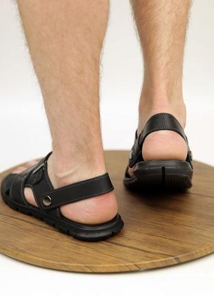 Сандали мужские кожаные черные (сандалии из натуральной кожи черного цвета) - мужская обувь на лето 20225 фото