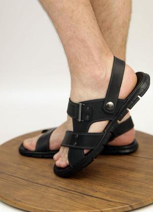 Сандали мужские кожаные черные (сандалии из натуральной кожи черного цвета) - мужская обувь на лето 20224 фото