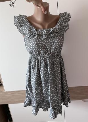 Милое легкое платье мини сарафан на плечи5 фото