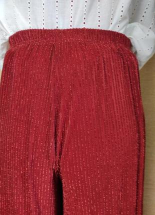 Трикотажні легкі широкі штани кюлоти з люрексом3 фото