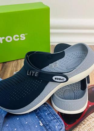 Крокси клог crocs literide 360 clog navy / blue grey 206708 лайт райд чоловічі жіночі сабо крокси