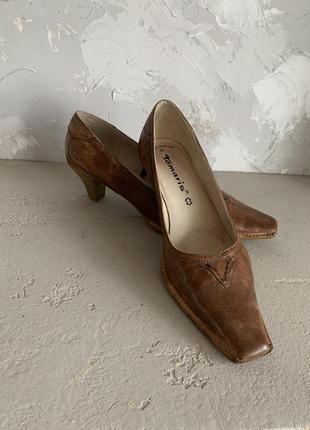 Очень удобные мягкие натуральная кожа туфли tamaris