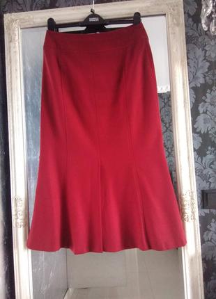 Cavita розкішна темно червона юбка годе міді вовна шерсть2 фото