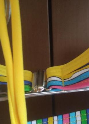 Желтый раздельный купальник с полосатым лифом (не сток, не секонд-хенд)10 фото