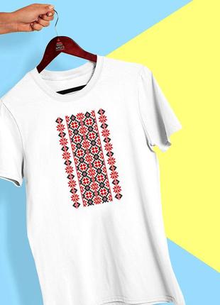 Футболка с принтом "красно-черный орнамент вышиванки на груди" push it