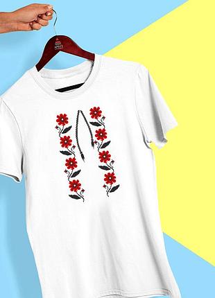 Футболка с принтом "цветочный орнамент (красный) вышиванки на груди" push it