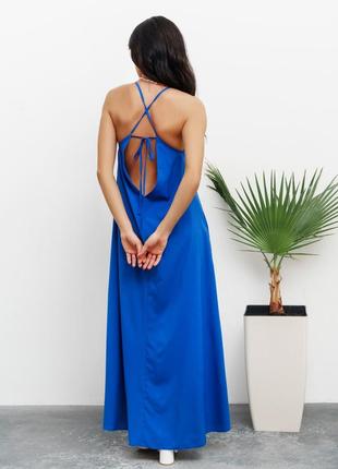 Синя сукня-комбінація розкльошеного крою2 фото