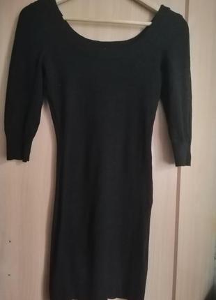 Чорна класична тепла сукня віскоза з рукавом класична h&m