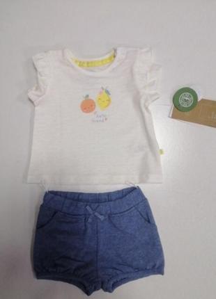 Футболка та шорти білі та сині для дівчинки