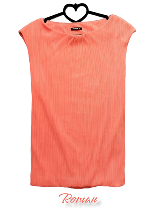 🍊 блуза без рукавов из гафрированной ткани в коралловом  цвете roman
