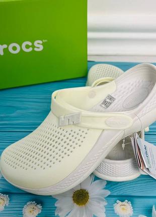 Crocs literide 360 clog almost white / almost white 206708 мужские женские кроксы сабо