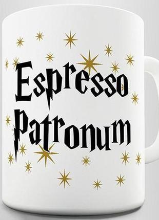 Біла кружка (чашка) з принтом espresso patronum novelty mug